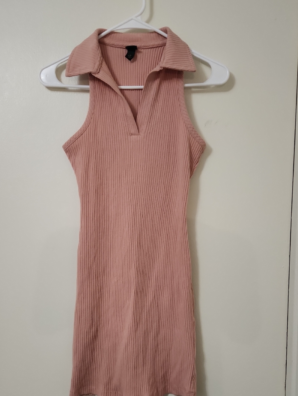 wild fable Ribbed Sleeveless Collared Mini Dress in Dusty Rose